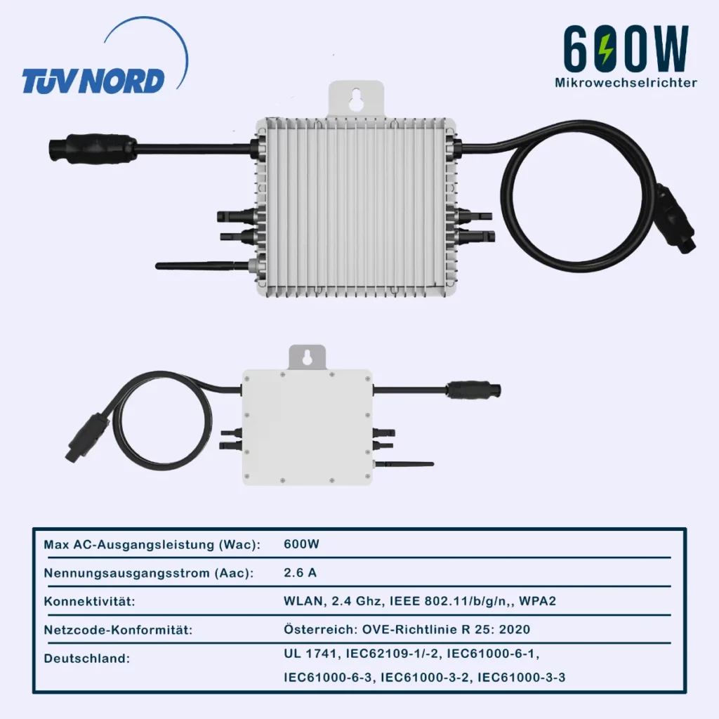 Detailansicht des Deye Wechselrichter 600W